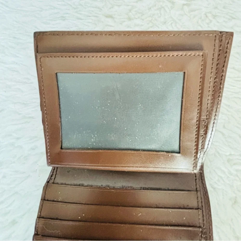 Salvatore Ferragamo Gancini Logo Embossed Brown Tan Wallet